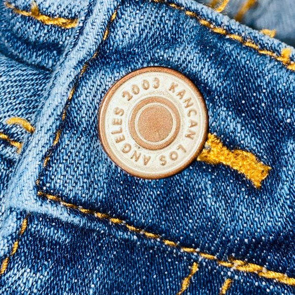 Kancan Lt Wash Fringed Hem Crop Jeans 7 27 - Picture 9 of 10